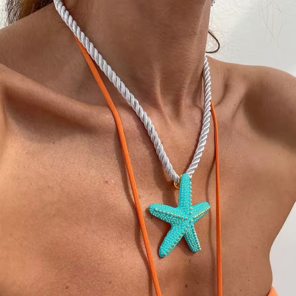 Starfish Turquoise Miami Gold Necklace - Picture 1 of 4